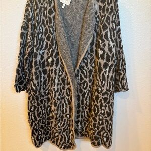 Joie Leopard-Print Open-Front Cardigan - Black & Cream